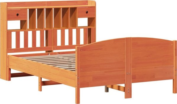 vidaXL Κρεβάτι με Ράφι, χωρίς Στρώμα, 140x200 cm, Μασίφ Πεύκο