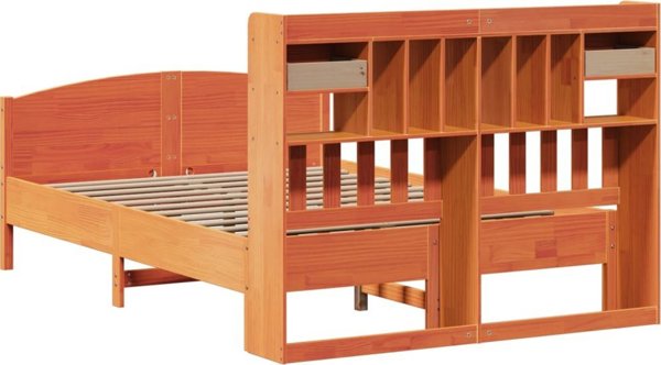 vidaXL Κρεβάτι με Ράφι, χωρίς Στρώμα, 140x200 cm, Μασίφ Πεύκο