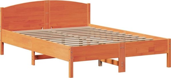 vidaXL Κρεβάτι με Ράφι, χωρίς Στρώμα, 140x200 cm, Μασίφ Πεύκο