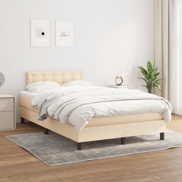 vidaXL vidaXL Κοντινεντάλ κρεβάτι με στρώμα, κρεμ, ύφασμα, 120x200 cm