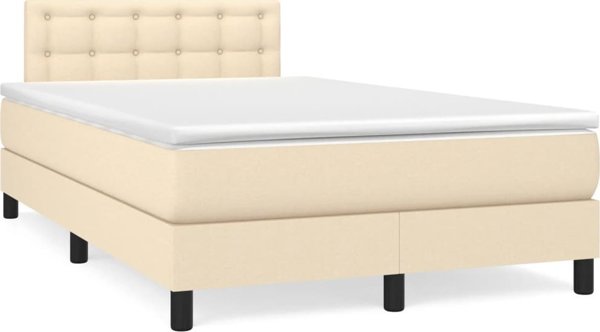 vidaXL vidaXL Κοντινεντάλ κρεβάτι με στρώμα, κρεμ, ύφασμα, 120x200 cm