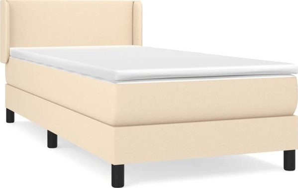 vidaXL Κρεβάτι Continental με στρώμα, κρεμ, ύφασμα, 140x190 cm