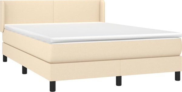 vidaXL Κρεβάτι Continental με στρώμα, κρεμ, ύφασμα, 140x190 cm