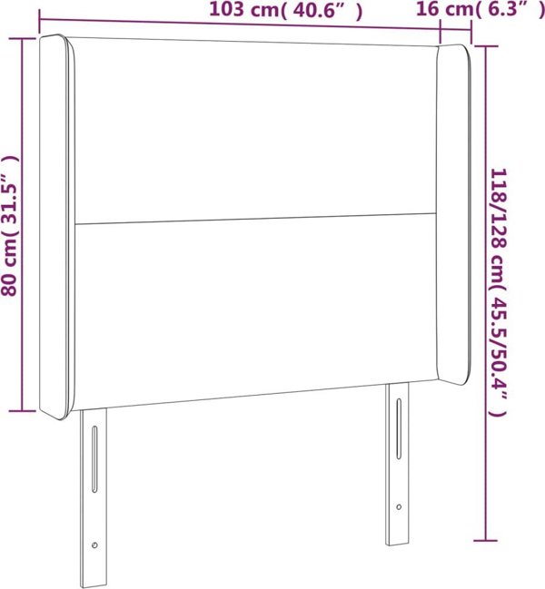 vidaXL Κεφαλάρι Uszak, μαύρο, 103x16x118/128 cm, τεχνητό δέρμα