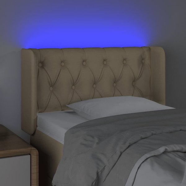 vidaXL Κεφαλάρι Κρεβατιού με LED, Κρεμ, 83x16x78/88 εκ, Ύφασμα