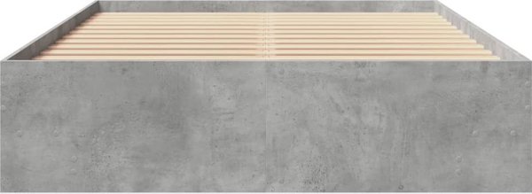 vidaXL Rama κρεβατιού γκρι τσιμέντου 135x190 cm από υλικό ξύλου