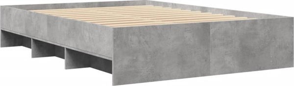 vidaXL Rama κρεβατιού γκρι τσιμέντου 135x190 cm από υλικό ξύλου