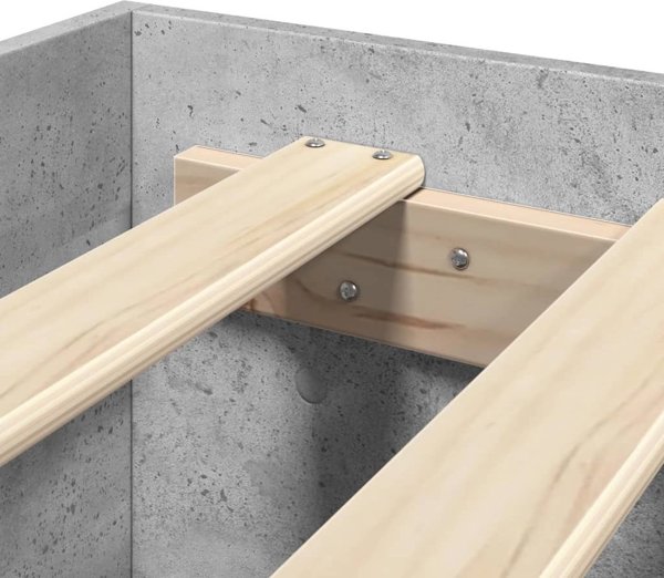 vidaXL Rama κρεβατιού γκρι τσιμέντου 135x190 cm από υλικό ξύλου