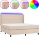 vidaXL Κρεβάτι Continental με στρώμα και φωτισμό LED cappuccino 160x200 cm