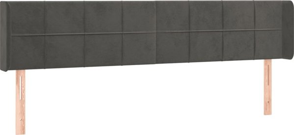 vidaXL Κεφαλάρι κρεβατιού με LED, σκούρο γκρι, 183x16x78/88 cm, βελούδο