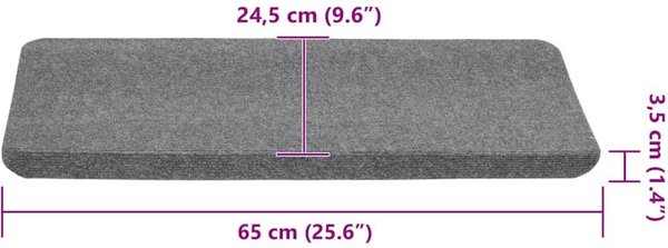 vidaXL Maty na schody samoprzylepne 30 szt. Szare 65x24,5x3,5 cm
