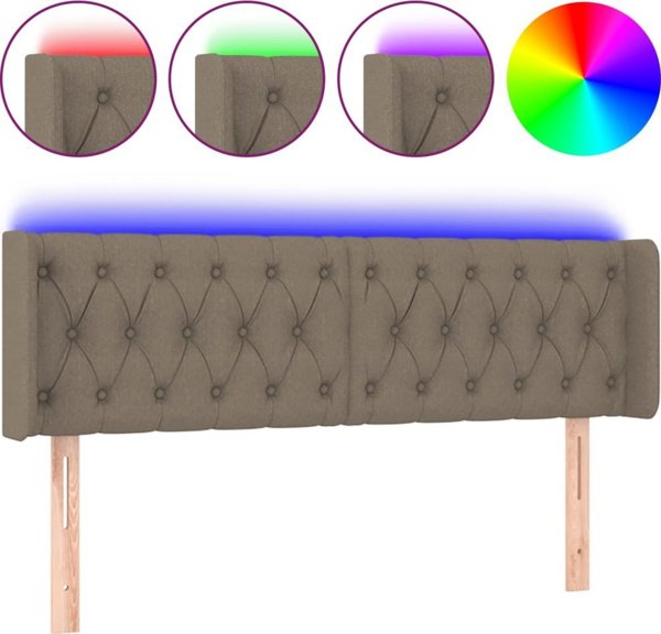 vidaXL Κεφαλάρι κρεβατιού με LED 147x16x78/88 εκ. ταουπέ ύφασμα