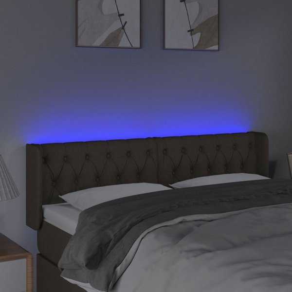 vidaXL Κεφαλάρι κρεβατιού με LED 147x16x78/88 εκ. ταουπέ ύφασμα