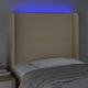 vidaXL Κεφαλάρι κρεβατιού με LED, εκρού, 93x16x118/128 cm, ύφασμα