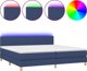 vidaXL vidaXL Κοντινεντάλ κρεβάτι με στρώμα, μπλε 200x200 cm, ύφασμα