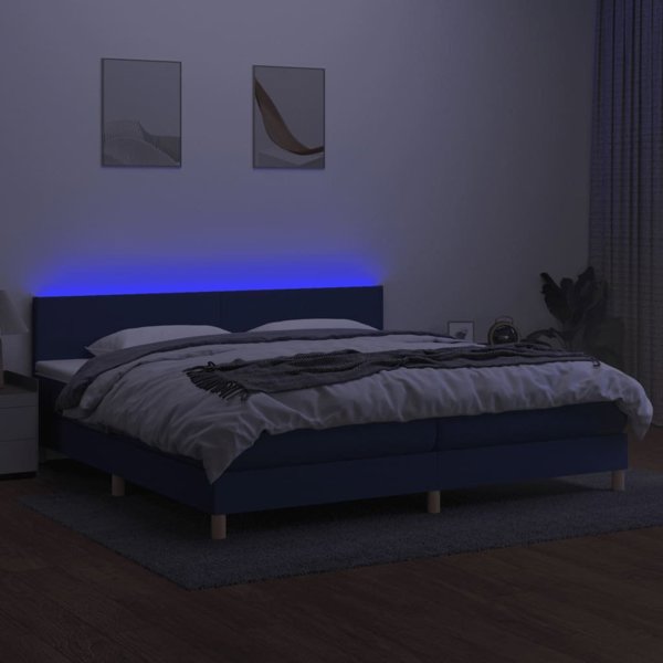 vidaXL vidaXL Κοντινεντάλ κρεβάτι με στρώμα, μπλε 200x200 cm, ύφασμα