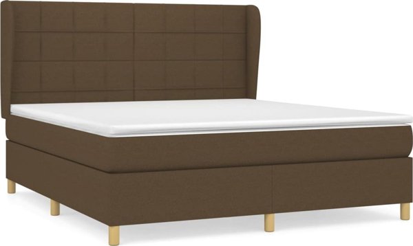 vidaXL Λιτό Κρεβάτι Continental με Στρώμα, Καφέ, Ύφασμα, 180x200 cm