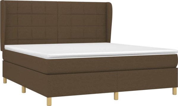 vidaXL Λιτό Κρεβάτι Continental με Στρώμα, Καφέ, Ύφασμα, 180x200 cm