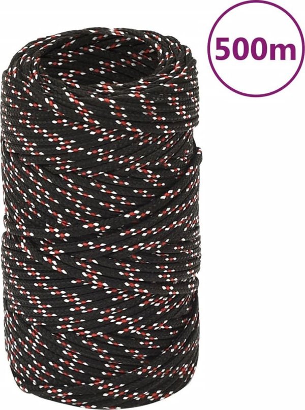 vidaXL Ιστιοπλοϊκή γραμμή, μαύρη, 2 mm, 500 m, πολυπροπυλένιο