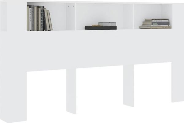 vidaXL Κεφαλάρι κρεβατιού με ράφια, λευκό, 200x18,5x104,5 cm