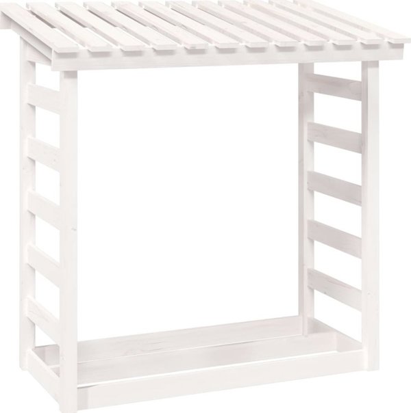 vidaXL Σταντ για ξύλα καυσόξυλα, λευκό, 108x64,5x110 cm, από πεύκο