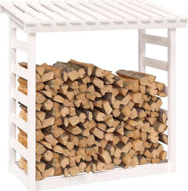 vidaXL Σταντ για ξύλα καυσόξυλα, λευκό, 108x64,5x110 cm, από πεύκο