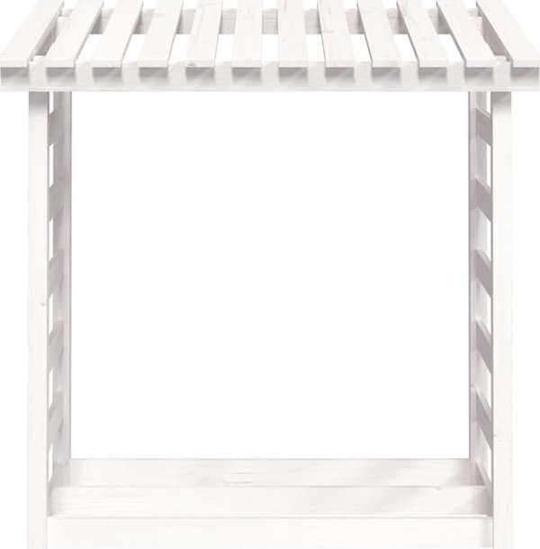 vidaXL Σταντ για ξύλα καυσόξυλα, λευκό, 108x64,5x110 cm, από πεύκο