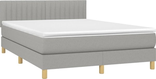 vidaXL Lecho kontynentalne z materacem jasnoszare 140x190 cm tkanina