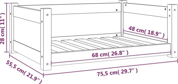 vidaXL vidaXL Legowisko dla psa, 75,5x55,5x28 cm, lite drewno sosnowe