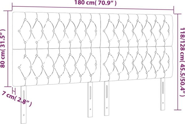 vidaXL Προσκέφαλοι για Κρεβάτι, 4 τεμ., μαύρο, 90x7x78/88 εκ., ύφασμα
