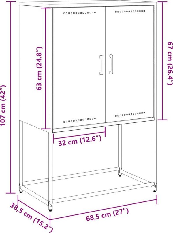 vidaXL Szafka pod telewizor, antracytowa, 68x39x60,5 cm, stalowa