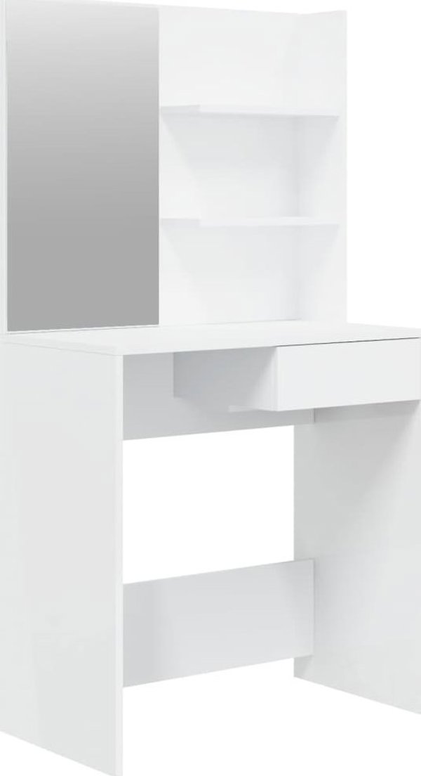 vidaXL Toaletka z lustrem biala wysoki polysk 74,5x40x141 cm