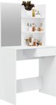 vidaXL Toaletka z lustrem biala wysoki polysk 74,5x40x141 cm