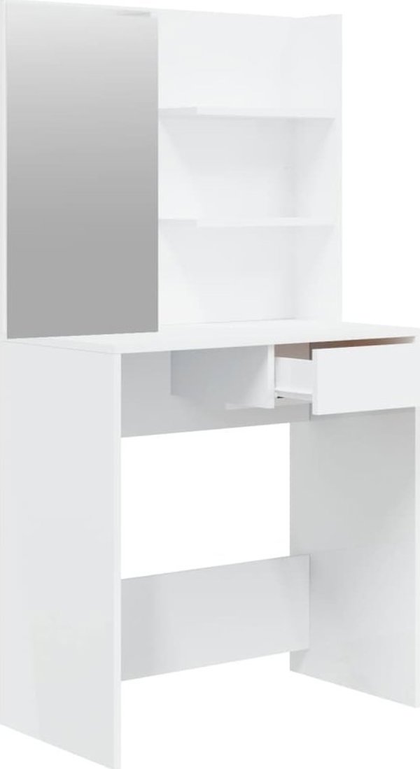 vidaXL Toaletka z lustrem biala wysoki polysk 74,5x40x141 cm