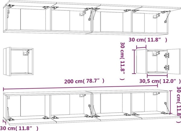vidaXL Σετ 6 Ντουλαπιών Τηλεόρασης, Sonoma Δρυς