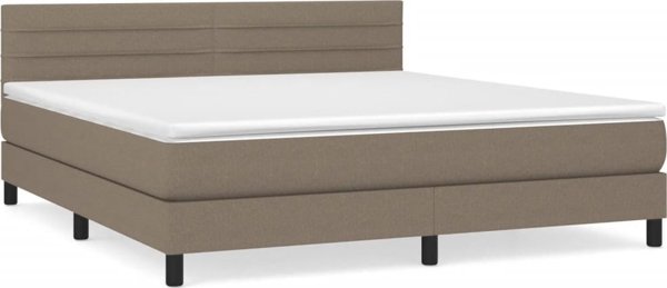 vidaXL Κρεβάτι Continental με Στρώμα, Taupe, Υφασμάτινο, 160x200 εκ