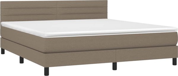 vidaXL Κρεβάτι Continental με Στρώμα, Taupe, Υφασμάτινο, 160x200 εκ