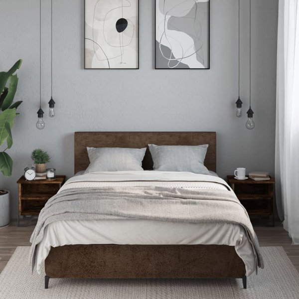 vidaXL Κομοδίνα, καπνιστή δρυς, 2 τεμάχια, 40x30x40 εκ
