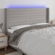 vidaXL Κεφαλάρι κρεβατιού με LED, ανοιχτό γκρι, 183x16x118/128 cm, ύφασμα