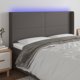 vidaXL Zaglowek do lozka z LED, szary, 163x16x118/128cm sztuczna skora