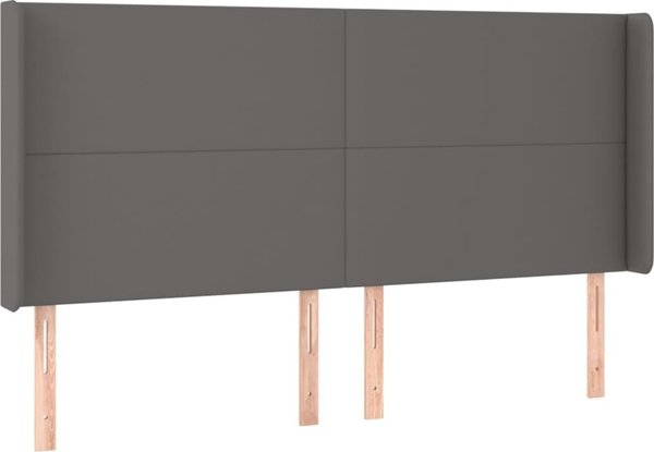 vidaXL Zaglowek do lozka z LED, szary, 163x16x118/128cm sztuczna skora