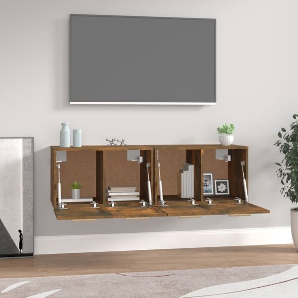 vidaXL Σετ 2 Κρεμαστά ντουλάπια, Σκούρο Δρυς, 60x36,5x35 cm