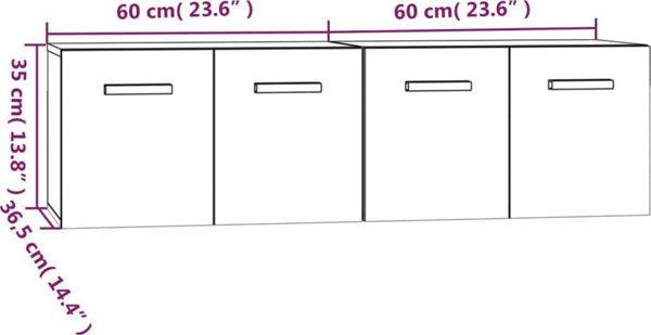 vidaXL Σετ 2 Κρεμαστά ντουλάπια, Σκούρο Δρυς, 60x36,5x35 cm