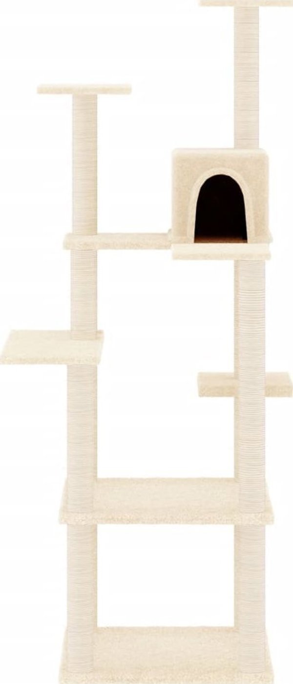 vidaXL Scratching post για γάτες με στύλους από σχοινί σιζάλ, κρεμ, 153 εκ.