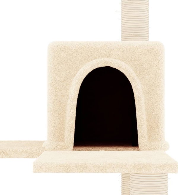 vidaXL Scratching post για γάτες με στύλους από σχοινί σιζάλ, κρεμ, 153 εκ.