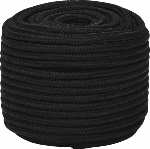 vidaXL vidaXL LinKa robocza, czarna, 14 mm, 100 m, poliester