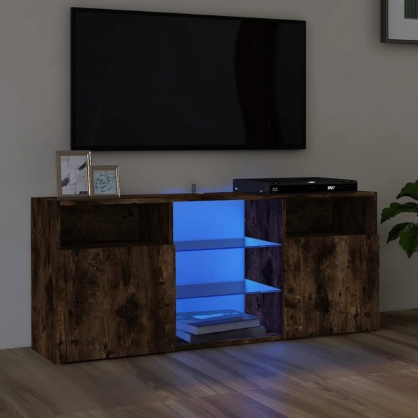 vidaXL Ντουλάπι TV με φωτισμό LED, καπνιστό δρυς, 120x30x50 cm