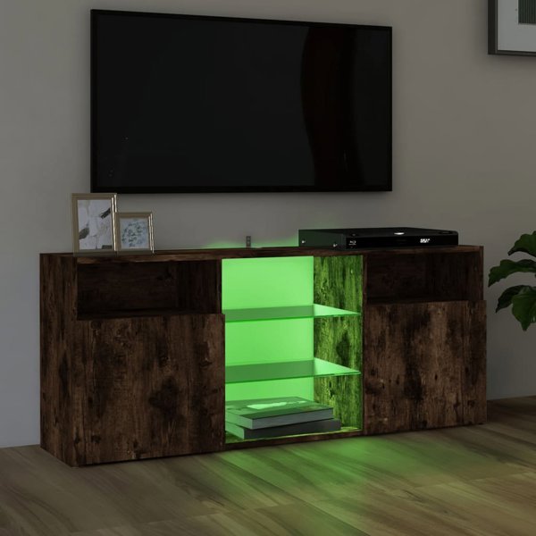 vidaXL Ντουλάπι TV με φωτισμό LED, καπνιστό δρυς, 120x30x50 cm