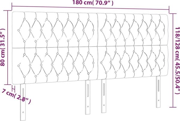 vidaXL Κεφαλάρι κρεβατιού με LED, taupe, 180x7x118/128 cm, ύφασμα