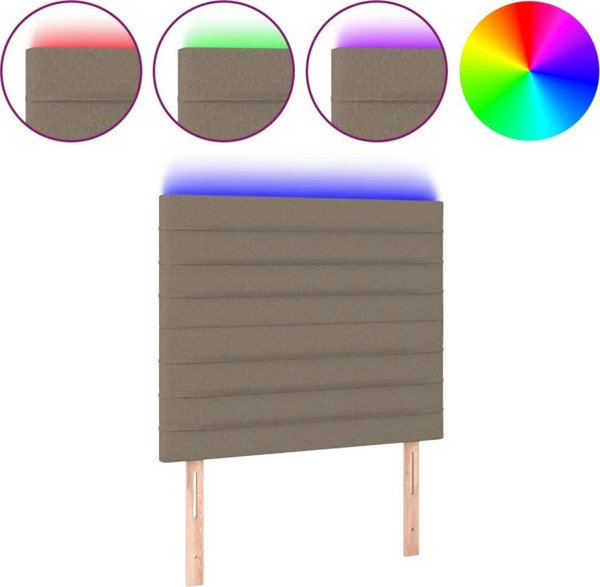 vidaXL Προσκέφαλο κρεβατιού με LED, taupe, 90x5x118/128 cm, ύφασμα